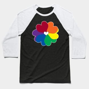 Rainbow Heart Flower Baseball T-Shirt